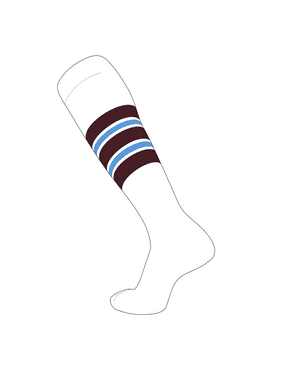 White TCK Elite Baseball Football Knee High Striped Socks F Marlin Teal,